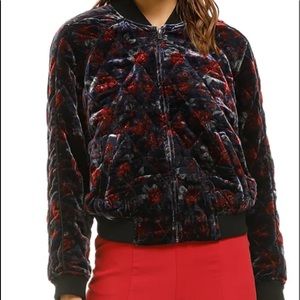 Joie velvet floral bomber jacket